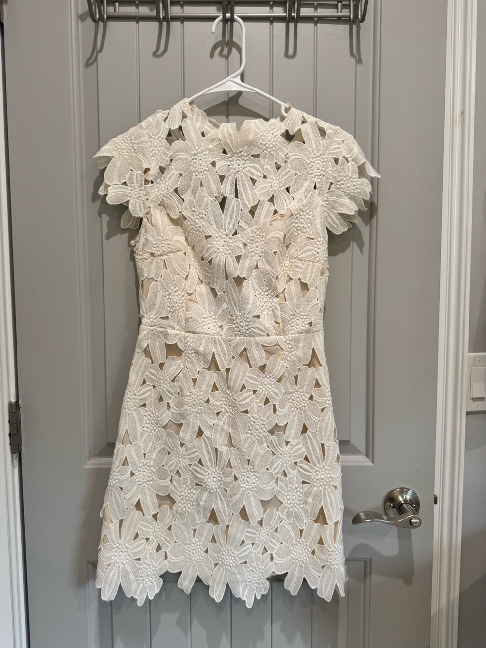 Ivory Floral Lace Short Sleeve Dress